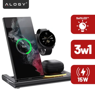 Ładowarka bezprzewodowa dla Samsung: Stacja ładowania bezprzewodowa 3 w 1 do Samsung Galaxy Watch 7/6/5/4/3 Pro Classic, Galaxy Buds do S25 Ultra, S24 , S23, S22, S21, S20, Note 20/10, Z Fold