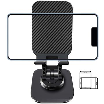 Handy-Halterung, Tablet-Ständer, Ständer, faltbar, verstellbar, Aluminium, für Schreibtisch von 10,2–32,9 cm (4–12,9 Zoll) 360 Alogy Schwarz