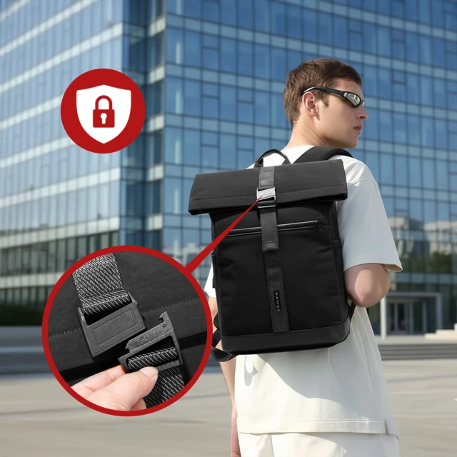 Plecak wodoodporny Bange 21L na laptopy do 15.6" i tablet 12.9" – pojemny, wygodny, oddychający, odporny na zużycie, miejski i podróżny do pracy i samolotu – Czarny