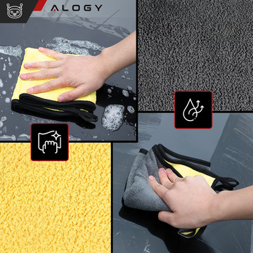 3x Mikrofaser-Scheibenpoliertuch 30x40 cm Doppelseitiges Velourstuch zum Waschen von Scheiben und Trocknen des Autos Alogy