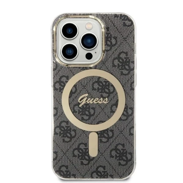 Zestaw Guess GUBPP14XH4EACSK Case+ Charger iPhone 14 Pro Max 6,7" czarny/black hard case 4G Print MagSafe