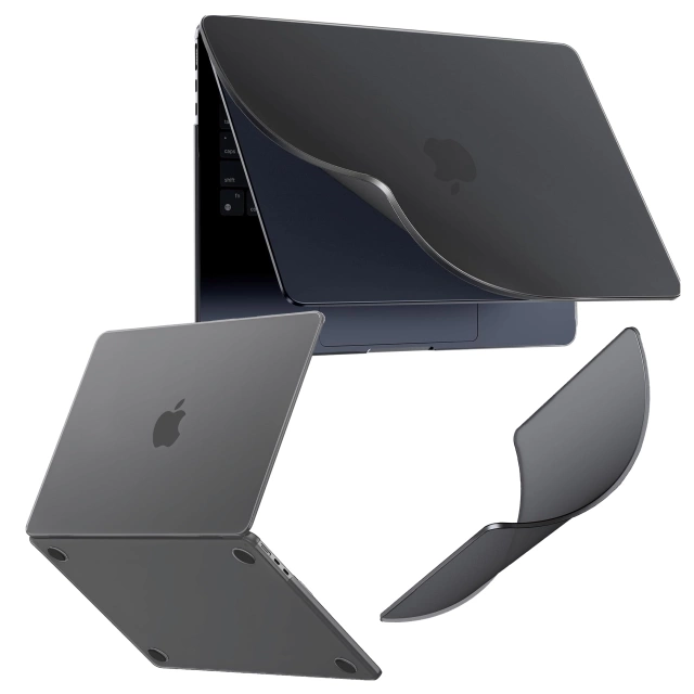 Etui do Apple MacBook Air 13.6 M2 / M3 / M4 (2022, 2023, 2024, 2025) - elastyczna, matowa obudowa ochronna, smukła i odporna na zarysowania – Alogy AirGuard™ Czarny