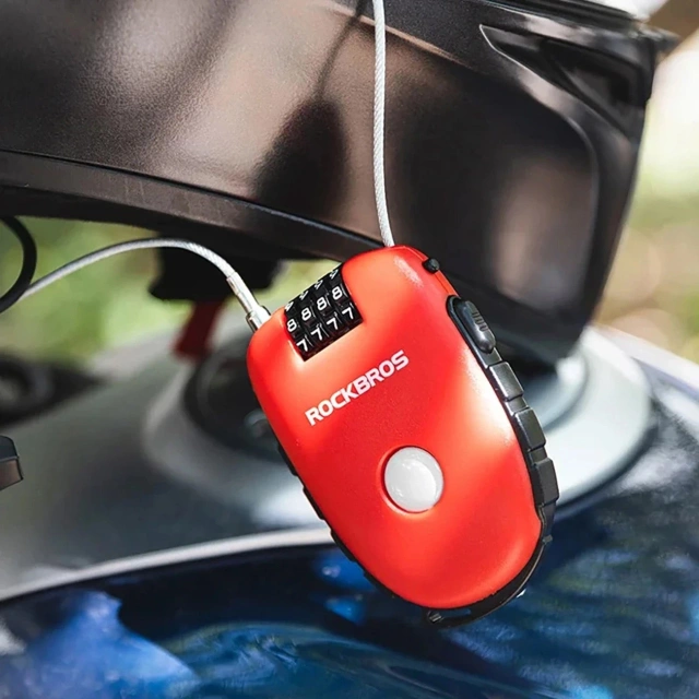 Zapięcie rowerowe Rockbros 32420981001 z linką zwijaną - czerwone