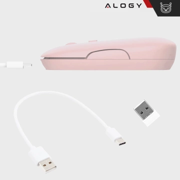 Alogy kabellose Maus, kleine ergonomische Maus für Laptop, PC, Bluetooth, 2,4 GHz, leises Rosa
