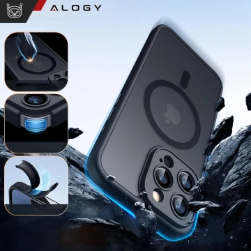 Hülle für Apple iPhone 12 Pro Alogy MagSafe Hybrid Matte Case Matte Abdeckung mit Linsenschutz Schwarzglas