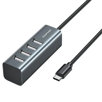 HUB AWEI CL-122T 4xUSB-A/USB-C Czarny/Schwarz