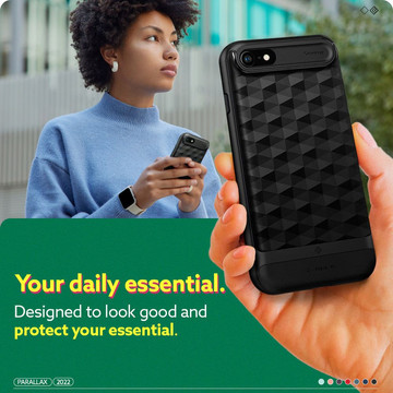Etui Caseology Parallax für Apple iPhone 7 / 8 / SE 2020 / 2022 Mattschwarz