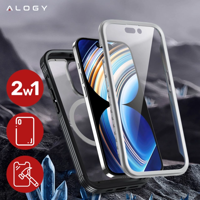 Etui ochronne na telefon do Apple iPhone 16 Pro Alogy Shield360 MagCase™️ do MagSafe obudowa z ochroną wyświetlacza i aparatu Czarne