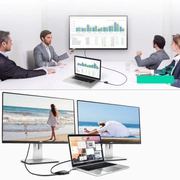 Choetech Adapter USB Typ C (männlich) auf HDMI (weiblich) 4K 60Hz / VGA (weiblich) FullHD 1080p 60Hz schwarz (HUB-M17)