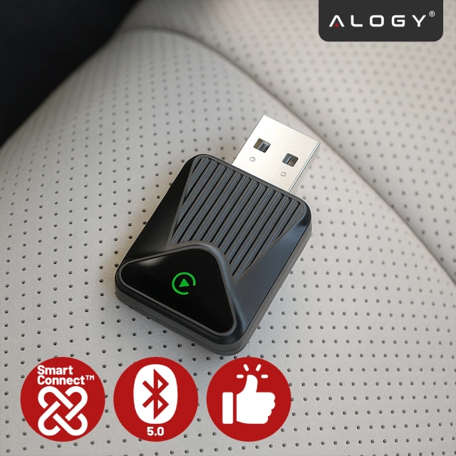 Adapter Bezprzewodowy Apple CarPlay i Android Auto do Auta, Plug & Play z Portem USB-A + Przejściówka USB-C, Szybkie Połączenie i Stabilna Transmisja, Alogy DriveLink™