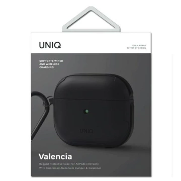Etui ochronne na słuchawki UNIQ etui Valencia do Apple AirPods 3 czarny/midnight black Antimicrobial