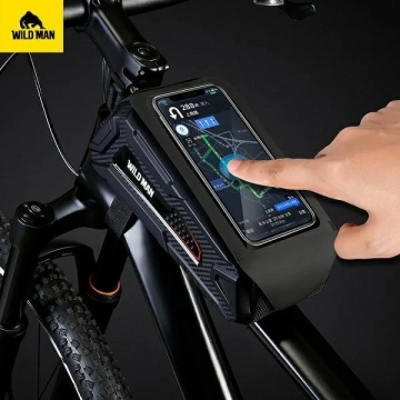 Torba na rower Wildman M90 sakwa na ramę z okienkiem na telefon czarna
