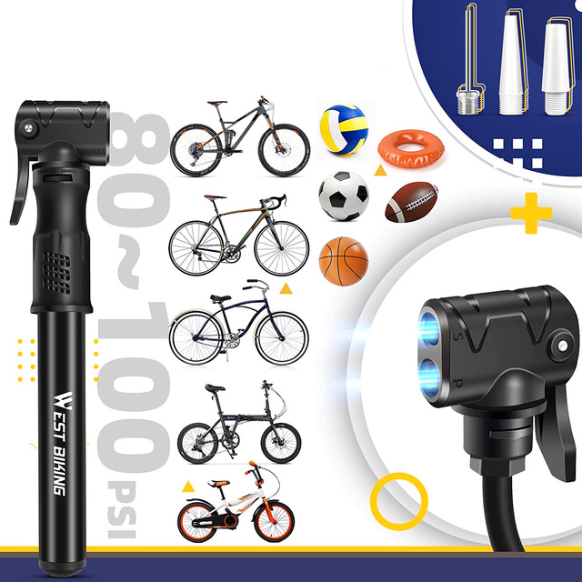 Pompka rowerowa aluminiowa Alogy Mini Bike Pump 100psi z uchwytem ręczna Czarna