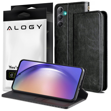 Schützende Flip-Leder-Brieftasche Alogy Wallet Case Handyhülle für Samsung Galaxy A34 5G Schwarz
