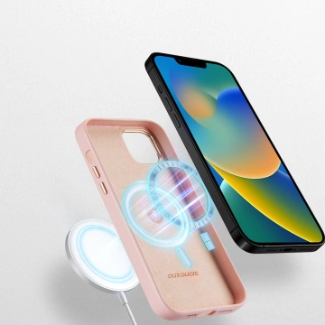 Dux Ducis Grit Ledertasche für iPhone 14 Plus Glatte PU-Lederhülle (MagSafe-kompatibel) Rosa