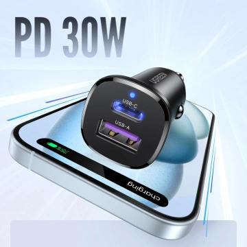 Ugreen EC305 25845 USB-C USB-A 30W Autoladegerät – Schwarz