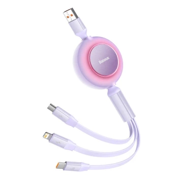 Kabel USB 3w1 Baseus Bright Mirror 3, Micro USB / Lightning / USB-C, 66W / 2A, 1.1m (Fioletowy)