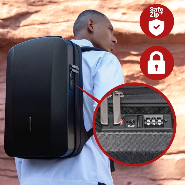 Plecak na Laptopa 17.3" Mark Ryden, Ładowanie USB, Wodoodporny, Pojemny i Praktyczny, Otwierany 180°, Antykradzieżowy z zamkiem TSA i Paskiem do Walizki, 46x31x9 cm – Czarny