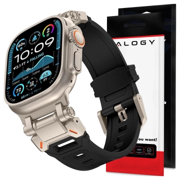 Alogy Luxus-Metall-TPU-Armband für Apple Watch 42/44/45/49 mm, Schwarz