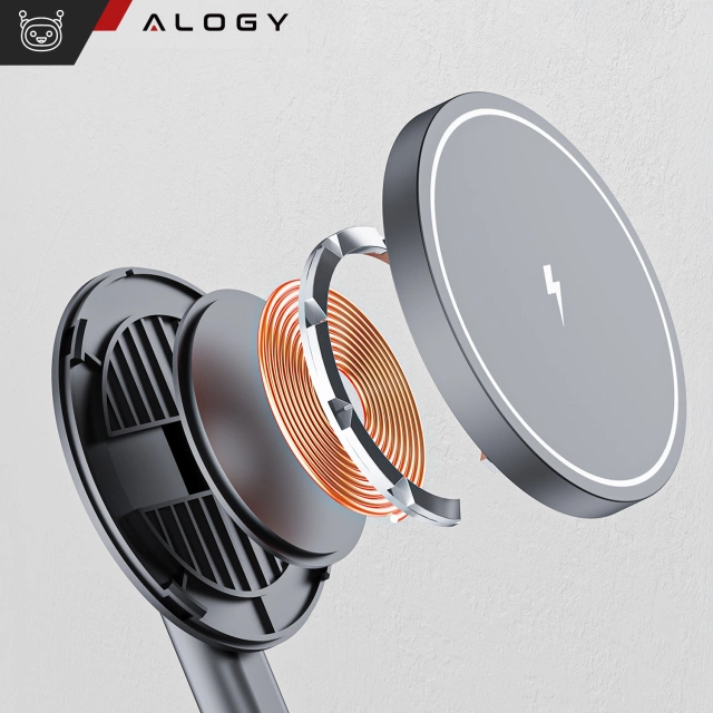 Ładowarka indukcyjna bezprzewodowa stacja Alogy 2w1 QI do Apple iPhone AirPods do MagSafe Czarna