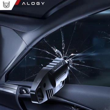 Alogy 2in1 Autosicherheitshammer, Fensterbrecher, Sicherheitsgurtmesser, Schwarz