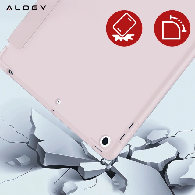Etui do Apple iPad 10.2 9 gen 8/7 2021/2020/2019 Smart Pencil Case Alogy TPU obudowa na tablet Różowe + Szkło Hartowane