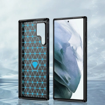 Carbon Handyhülle für Samsung Galaxy S23 Ultra Flexible Silikon Carbon Cover Schwarz