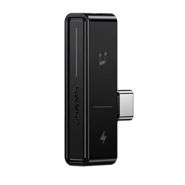USAMS Adapter AU12 2w1 USB-C 3,5mm Czarny/Schwarz SJ386TC01 (US-SJ386)
