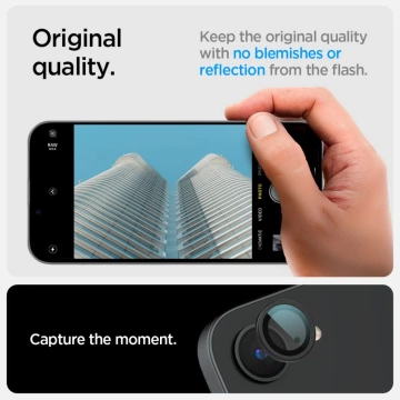 Kameraschutz für iPhone 16e Spigen Optik Pro Glas.TR "EZ Fit" Kameraschutz 2er-Pack Schwarz