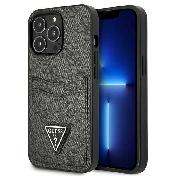 Etui na telefon Guess do iPhone 13 Pro / 13 6,1" czarny/black hardcase 4G Triangle Logo Cardslot