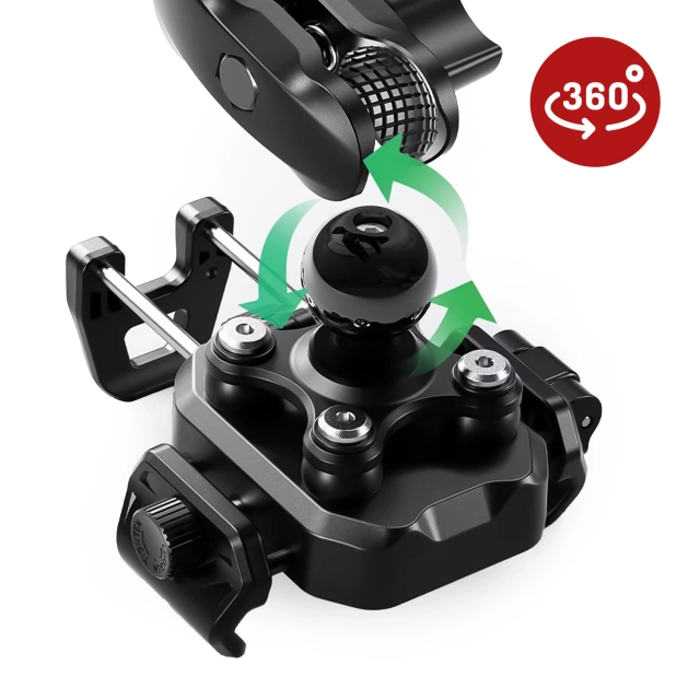 Uchwyt Motocyklowy na kierownicę KEWIG M33-A1 na telefon z ładowarką Qi 15W + PD 30W USB-C z systemem przeciwwstrząsowym na motor quada skuter Czarny