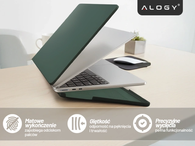 Etui do Apple Macbook Air 13.6 2022-2025 (M2/M3/M4) – elastyczna, matowa obudowa ochronna, lekka i odporna – Alogy AirGuard™ Zielony