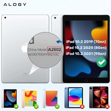 Etui do Apple iPad 10.2" 9/8/7 Gen (2021/2020/2019), Ochronne Smart Case z Klapką i Podstawką, Odporne TPU, Wzmocnione Narożniki, Alogy BookGuard™ – Czarne