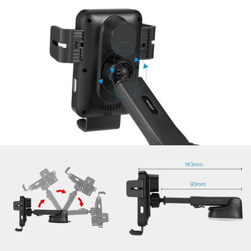 Joyroom JR-ZS219 Autohalterung mit 15 W Qi-Ladegerät für schwarzes Telefon