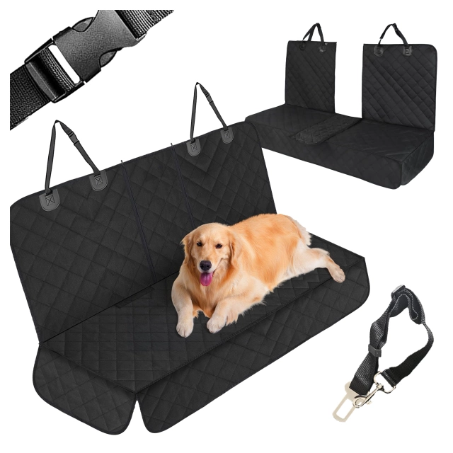 Mata Ochronna na Siedzenie Samochodowe XXL Pokrowiec na Tył Fotel, Osłona do Auta pod Fotelik, dla Psa i Zwierząt, Duża, Alogy SeatGuard™ Czarna