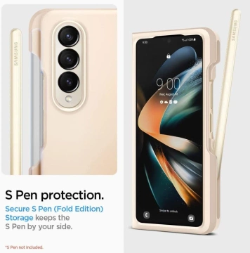 Es passt mit dem Spigen Thin Fit Pen auf das Samsung Galaxy Z Fold 4 Pearled Ivory