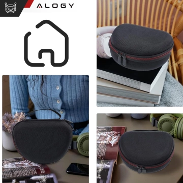 Schutzhülle für JBL Tune 600/510/500/460/450 Kopfhörer, Alogy Hartschalenetui mit Reißverschluss, Schwarz