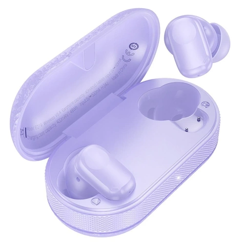 Słuchawki bezprzewodowe Bluetooth HOCO TWS EQ19 Etui ładujące Fioletowe