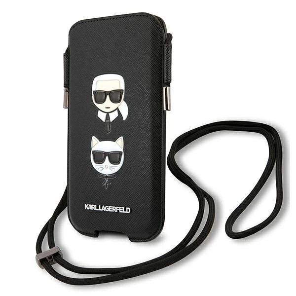 Karl Lagerfeld Handtasche KLHCP12LOPHKCK 6.7" schwarz/schwarz Hardcase Saffiano Ikonik Karl
