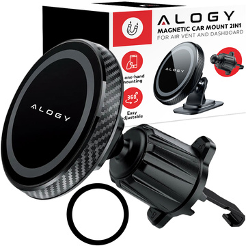 Magnetische Autohalterung für Telefon, Fenster, Kühlergrill, Cockpit, Armaturenbrett, Auto, Telefon, Alogy Black