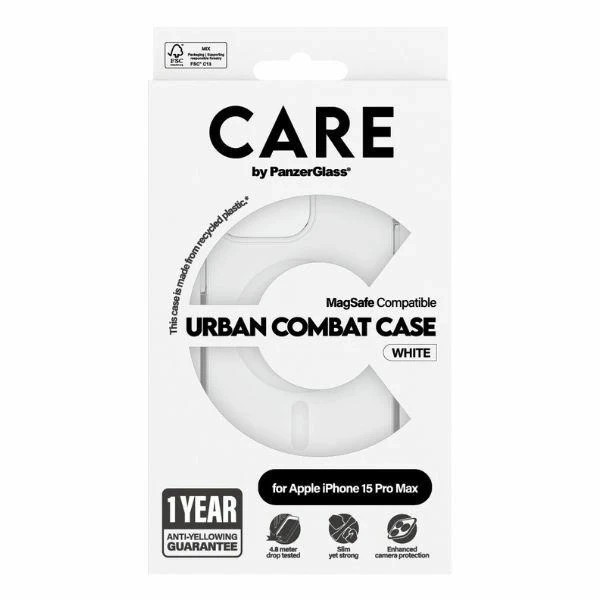 Etui do iPhone 15 Pro Max CARE by PanzerGlass Urban Combat Case MagSafe Przezroczysto-Białe