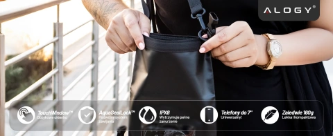 Beutel Wasserdichte Handyhülle Große Tasche Hülle Wasserdicht Alogy Wasserdicht Schwarz