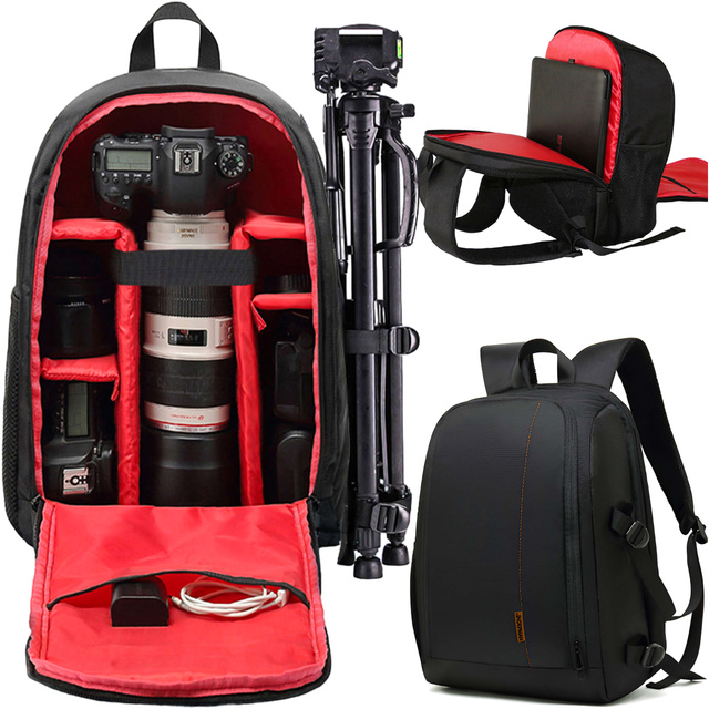 Plecak fotograficzny wodoodporny pokrowiec na aparat, sprzęt fotograficzny, laptop 15.6 duży 44x30x19 Czarno-czerwony
