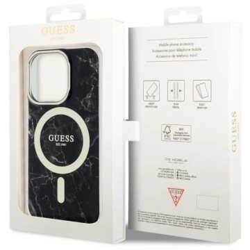 Etui für Telefon Guess GUHMP14XPCUMAK für Apple iPhone 14 Pro Max 6,7" Czarny/Black Hardcase Marble MagSafe