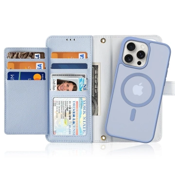 iPhone 15 Pro Dux Ducis Lawa Wallet Mag Lederhülle Blau