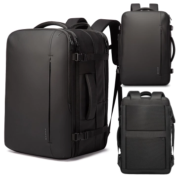 Wasserdichter Rucksack von Bange für 17-Zoll-Laptops, ideal für Stadtreisen, 47,5 x 31 x 26 cm, erweiterbar für Arbeit und Flugreisen, für Damen und Herren, schwarz