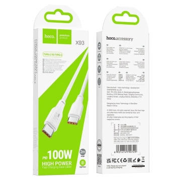 HOCO Kabel Typ C auf Typ C X93 2m Weiß PD 100W 5A Schnellladung