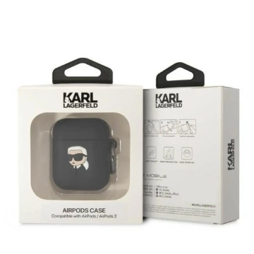 Etui ochronne na słuchawki Karl Lagerfeld KLA2RUNIKK do Apple AirPods 1/2 cover czarny/black Silicone Karl Head 3D