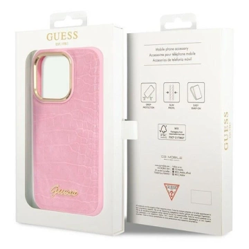 Etui Guess GUHCP14LHGCRHP für iPhone 14 Pro 6,1" Hardcase Croco Collection
