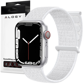 Alogy Nylonband mit Klettverschluss für Apple Watch 1/2/3/4/5/6/7/8/SE/Ultra (42/44/45/49 mm) Weiß